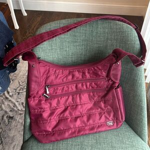 Lug Cable Car Cranberry Bag Purse Quilted Adjustable Crossbody Hobo EUC!